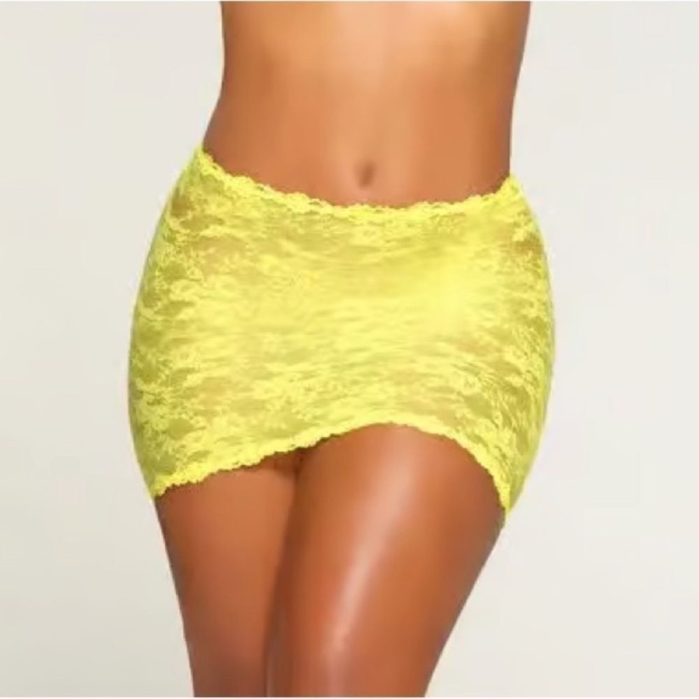 SKIMS Neon yellow stretch, lace, intimate skirt 3X NWT